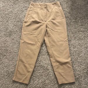 Zara Tan Trousers Relaxed Fit Cotton